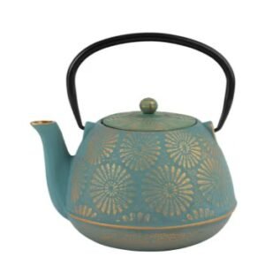 Tetera Jinan Turquesa y Dorada Hierro Fundido