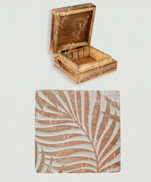 CAJA MADERA HOJAS BLANCAS