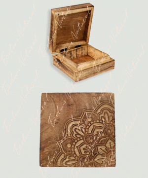 CAJA MADERA MANDALA ORO