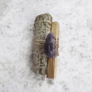 Kit de Limpieza Salvia Blanca, Palo Santo y Amatista en bruto