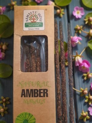 incienso-ambar-namaste-india-caja Incienso natural de ámbar Namaste India artesanal con aroma cálido y envolvente para armonizar espacios