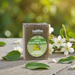 Jabón natural de aceite de oliva Too Vio hidratante y regenerador, cosmética natural para piel seca y sensible, cuidado consciente y bienestar diario.