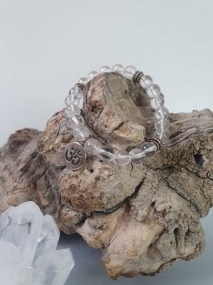 cuarzo-blanco-pulsra-hechoa-mano Pulsera cuarzo blanco 8mm hecha a mano con cuentas de cristal natural transparente.