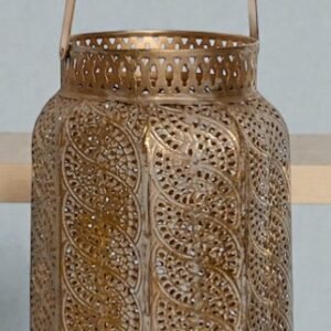 farol-arabe-pequeño-portavela Farol Metal Dorado Portavelas 15x15x23 cm | Luz Cálida y Decoración Elegante