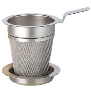 filtro xs Filtro de té acero inoxidable 5 cm talla XS con malla fina, asa y plato base de la marca Chacult.