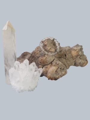 pulsra-cuarzo-blanco-racimo-obelisco Pulsera cuarzo blanco 8mm hecha a mano con cuentas de cristal natural transparente.