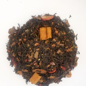 ténegro-jardin-rojo-chocolate Té Negro Jardín Rojo Chocolate con cacao, frambuesa, arándanos y canela sobre fondo natural.