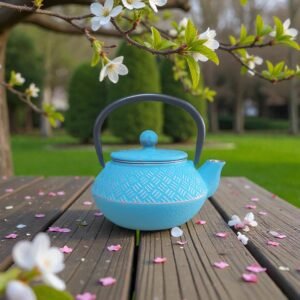 tetera-hierro-colado-400ml-azul Tetera Círculo Sagrado azul 400 ml. Vibrante, armoniosa y perfecta para transformar cada taza en un ritual lleno de calma y energía positiva.