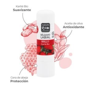 Bálsamo labial brillo karite fresa NaturaBIO Cosmetics